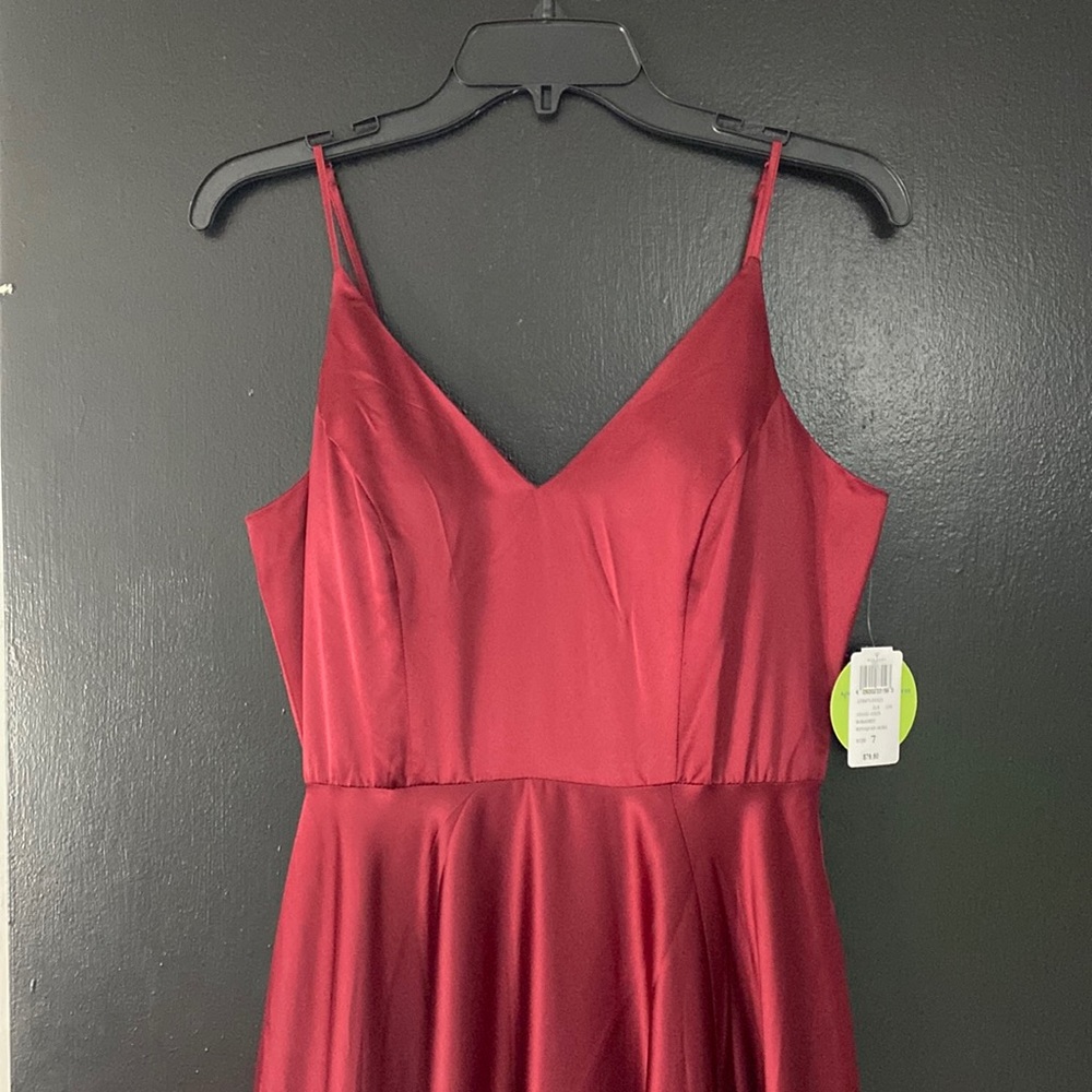 Ruby red prom dress with slit